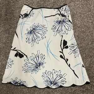 Chic Floral A-Line Skirt in Black and Blue